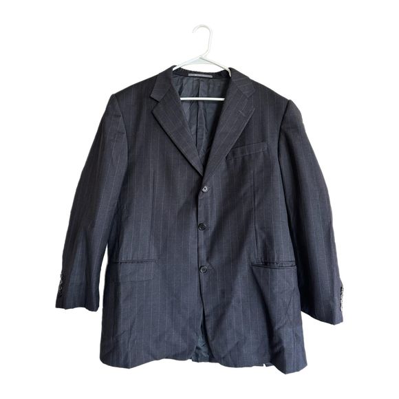 Hickey Freeman Gray Pinstriped Men's Blazer, Large, Pre-owned - Picture 1 of 5